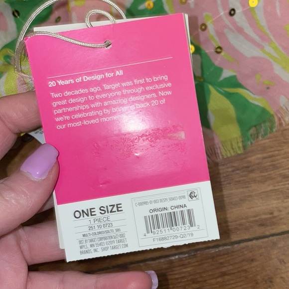 NWT Lilly Pulitzer for Target Fan Dance Flamingo Scarf - Picture 7 of 8